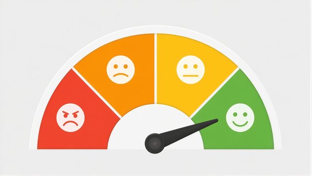 Emotion meter gauge indicating positive satisfaction level