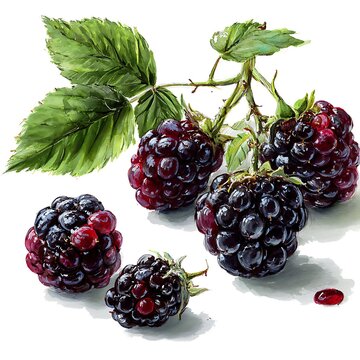Collection of blackberry on a white background