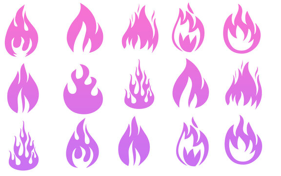 Mod&egrave;le d'icones vectoriels de flammes color&eacute;.