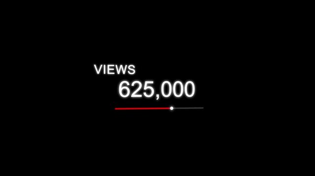 Social media views counter animation showing number of views on green screen background for youtube instagram tiktok video