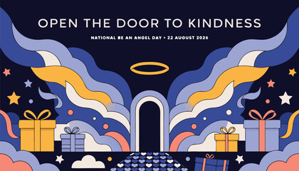 Obraz premium Abstract graphic illustration celebrating national be an angel kindness day event