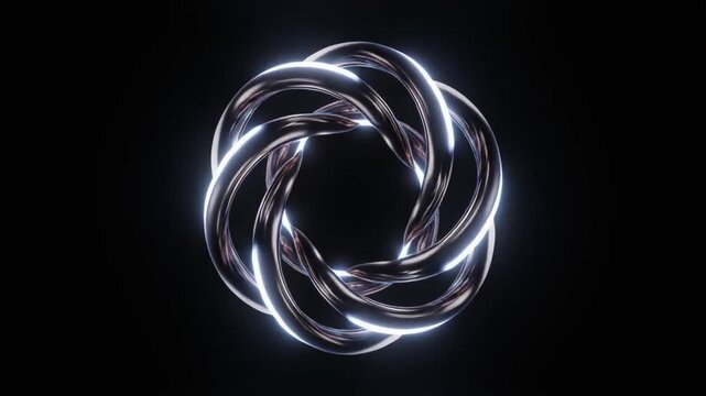 dynamic glowing smoke loop in abstract motion on black background
