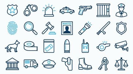 Law Enforcement and Criminal Justice Line Icon Set © Mahmud