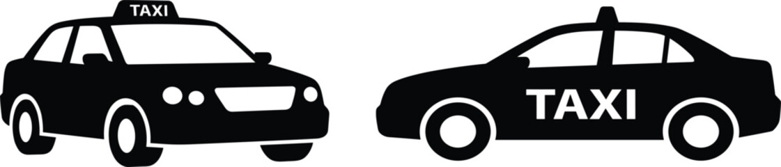Taxi cab silhouette icon set vector illustration public transport service collection design project.eps © MdAzahar