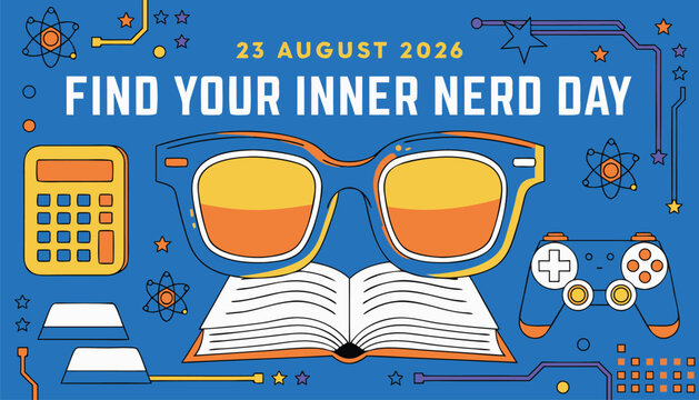 Find your inner nerd day celebration with glasses and book