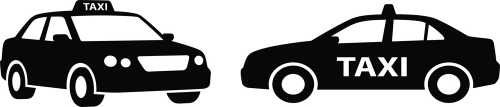 Taxi cab silhouette icon set vector illustration public transport service collection design project.eps