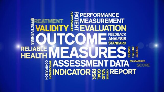 Outcome Measures animated word cloud-text design animation tag kinetic typography seamless loop.