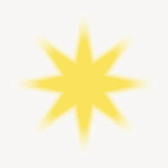 Obraz premium A bright, yellow eight-pointed star with a soft glow on a white background.