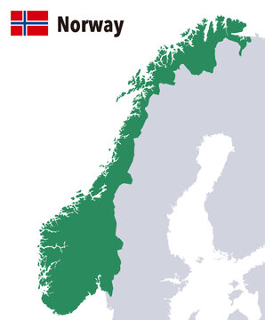 Ultra High-Detail Map of Norway with National Flag