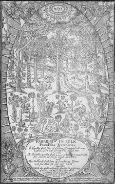 Cover, woodcut from Paradisi in Sole Paradisus Terrestris by John Parkinson, 1629, London, England, United Kingdom