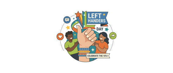 Fototapeta premium Left Handers Day Celebration with Diverse People