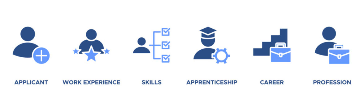 Traineeship banner web icon vector illustration concept for apprenticeship on job training program with icon of applicant, work experience, skills, internship, career, and profession
