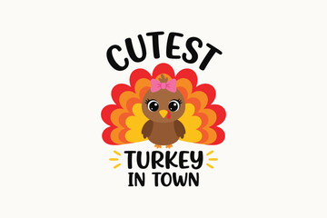 Fototapeta premium Cutest Turkey in Town design Vector