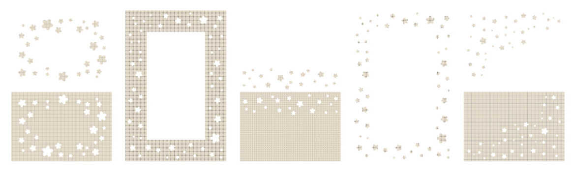 Journal style confetti cutout frame featuring notebook paper texture, scattered shapes, scrapbook elements, tactile paper details and layered collage composition for moodboards and planners.