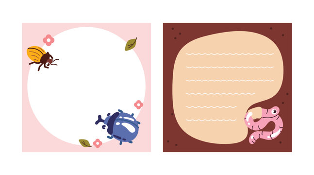 Cute insect stationery set featuring memo notes with cartoon bugs