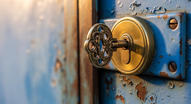 Ornate Key, Weathered Lock: Whispers of Time