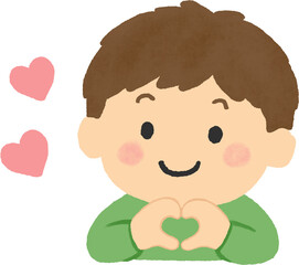 Cute Child Hugging Heart Vector Illustration