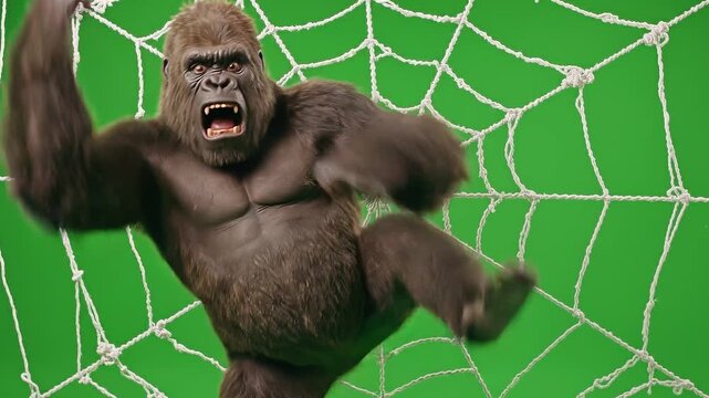 Gorilla Exaggerated Invisible Spider Web Struggle Meme Dance, Frantic Ninja Panic Pantomime.