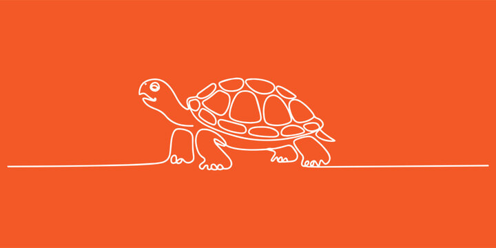Walking Turtle Continuous Line Art Illustration