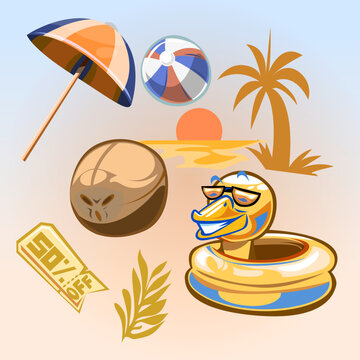 Beach Design Assets cartoon vector artwork 