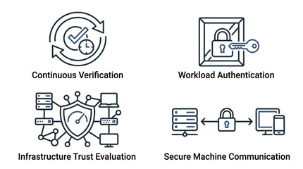 Fototapeta premium Cybersecurity concepts icons for digital security and network protection.