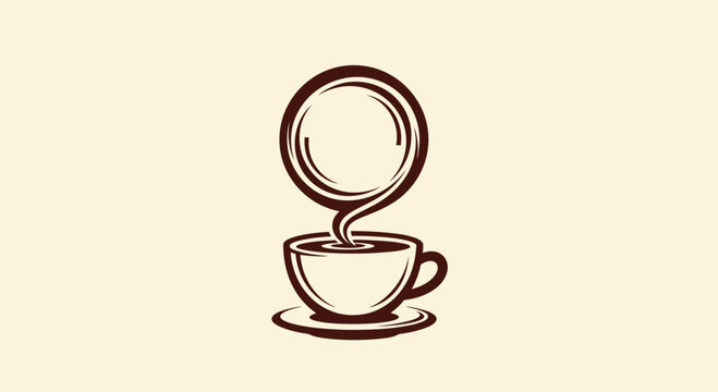Minimalist Coffee Cup Logo Depicting Steam Creating a Thought Bubble Effect
