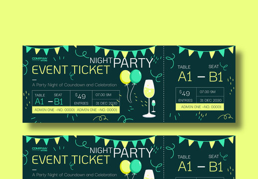 Event Ticket Template Party Admission Pass