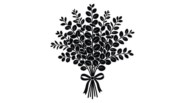 Black bouquet of leaves with bow