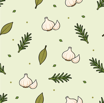 bay leaf rosemary garlic pattern