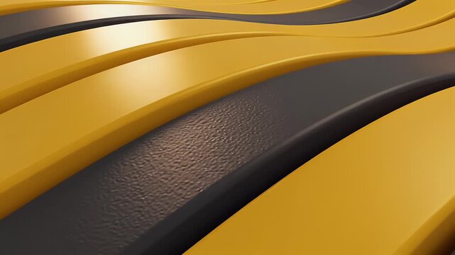 Abstract pattern of curved yellow and gray stripes with varied textures