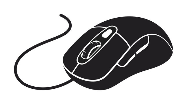 Black computer mouse with cord