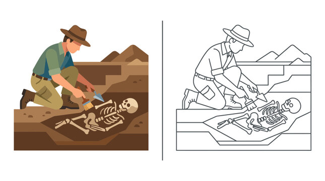 Archaeologist Unearths Human Skeleton Fossil in Excavation Site
