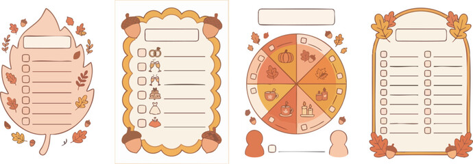 Autumn wedding planner stationery with leaf and acorn illustrations © MDMUKTADIR