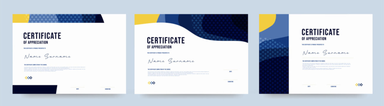 Modern certificate diploma template with clean layout suitable for award appreciation completion or achievement in education or corporate use