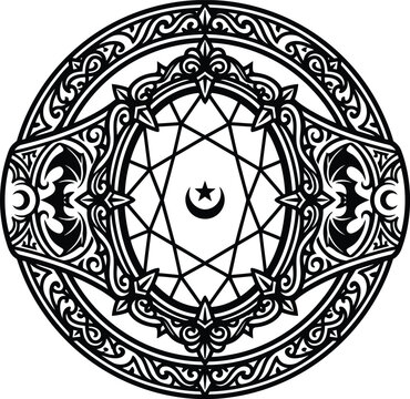 Intricate halloween witchcraft circle design mystical symbol for spooky season decorations and occult rituals