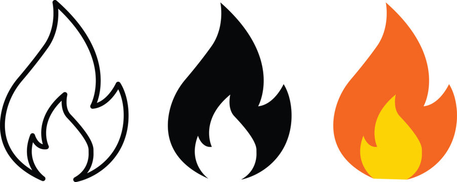 Fire flame icon. Burning symbol. Fireball sign. Energy illustration.