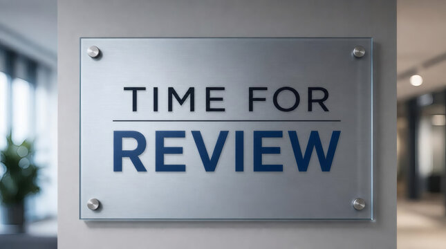 time for review sign sleek modern glass or metal typography for business evaluation concepts minimalist professional