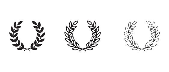 Obraz premium Elegant laurel wreath designs in various line styles for awards badges logos and decorative graphics