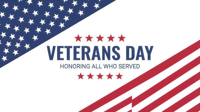 Veterans Day graphic with American flag elements