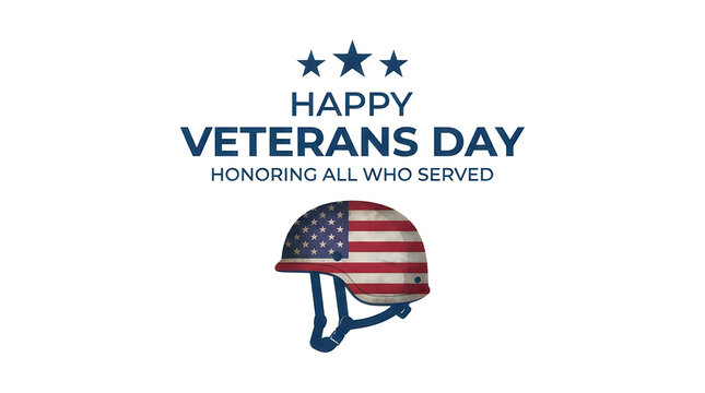 Honoring heroes happy veterans day graphic with american flag helmet stars november 11th tribute
