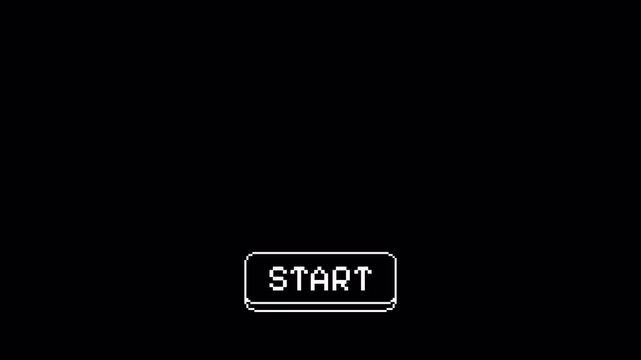 8-Bit Pixel Art Start Button Animation on Transparent Background