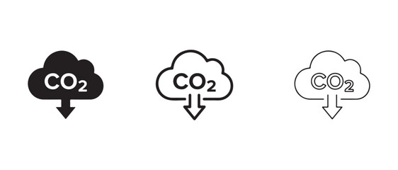 Obraz premium carbon dioxide emissions reduction and absorption in cloud icons with downward arrows