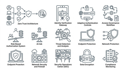 Cybersecurity and Data Protection Icons Set. © Rizky