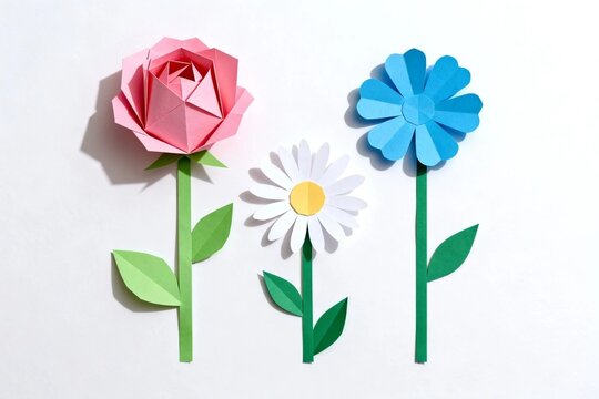 Colorful Paper Flower Arrangement on White