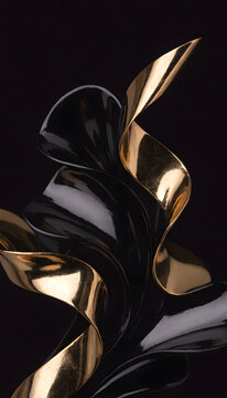 Elegant black and Golden Ribbon Design on Black Background