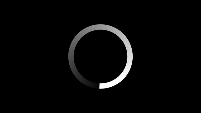 Minimalist white loading circle animation on black background.with 4k video animation.