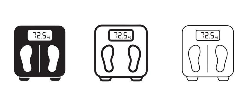 digital bathroom scales showing weight of seventytwo point five kilograms isolated design