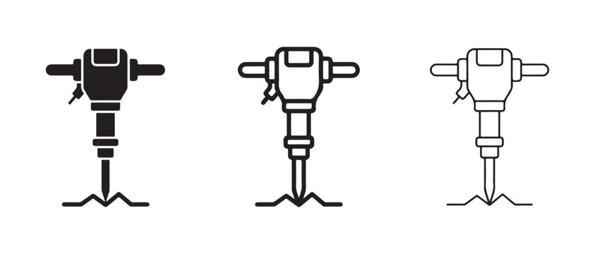 jackhammer tools in various operational positions isolated on transparent background