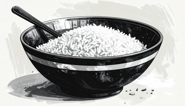 Nourishment with rice bowl and simplicity.