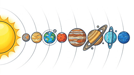 Colorful illustration of the solar system planets. © Zadar